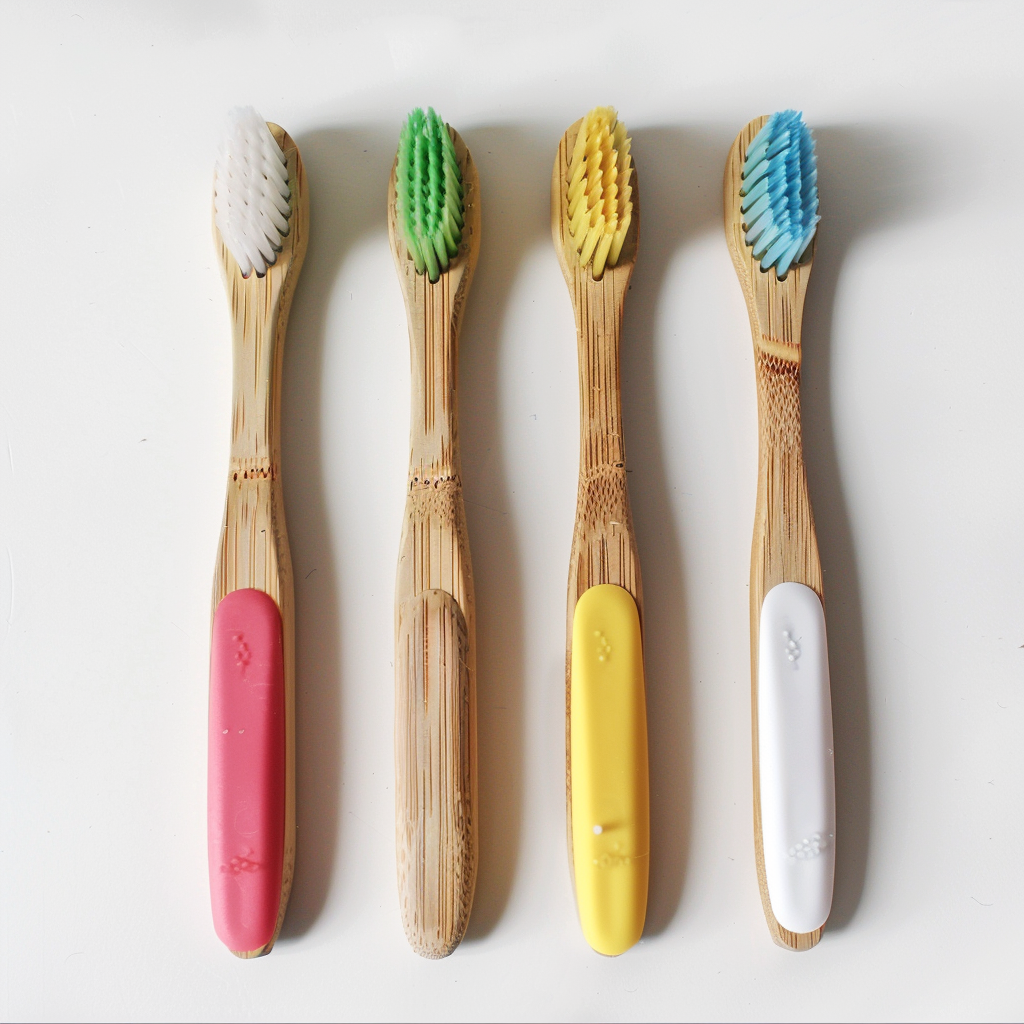 Eco Friendly Kid Bamboo Toothbrush Set Pack Of 4 With Color Coded 